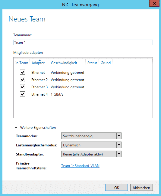 Windows Server 2012 R2 Teaming