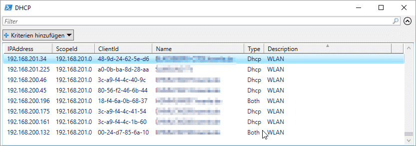 DHCP Reservierungen komfortabel und übersichtlich auflisten incl. Bemerkung
