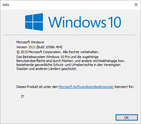 Win 10 1511 Build 10586.494