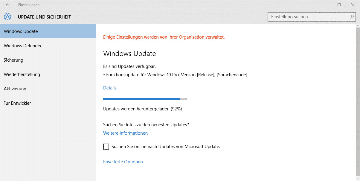 Windows 10 Funktionsupdate Download