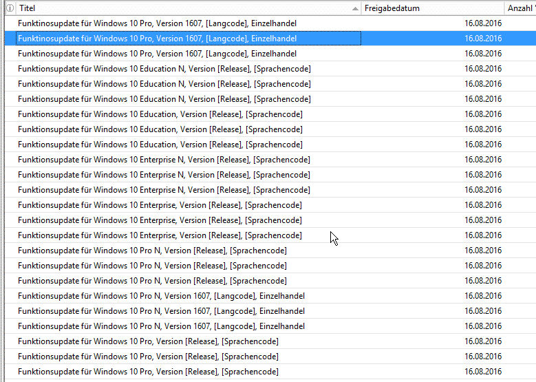 Windows 10 Funktionsupdates WSUS