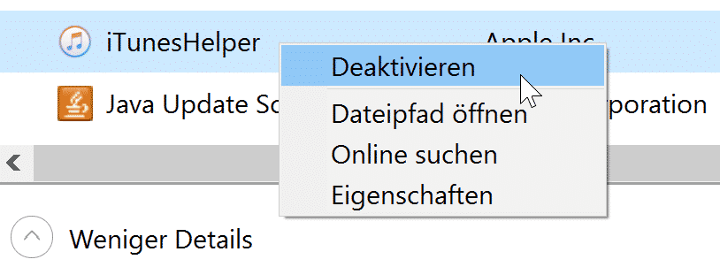 Autostart Task deaktivieren