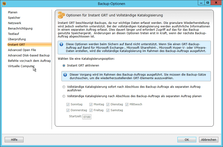 Instant GRT Backup Exec