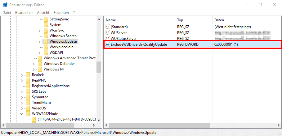 Treiber Update per Windows Updates verhindern bei Windows