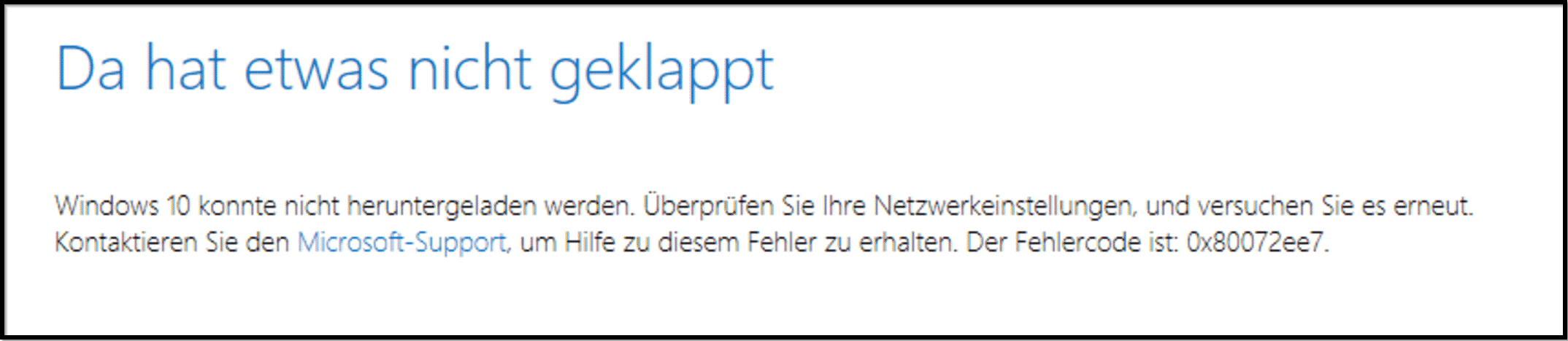Windows 10 Fehlercode 0x80072ee7