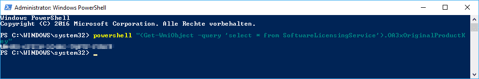 Windows Productkey mit Powershell abfragen