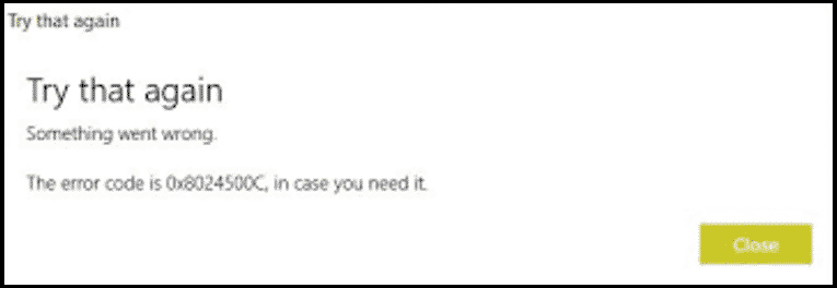 Windows App Store Fehlercode 0x8024500c