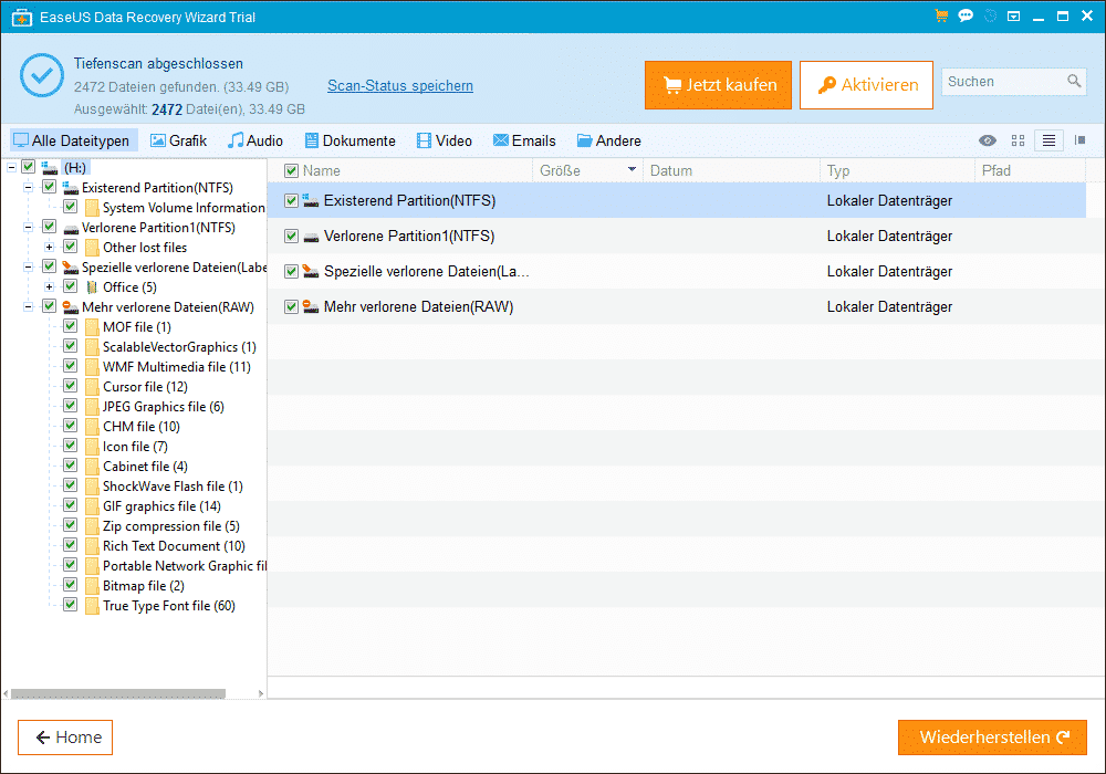 EaseUs Data Recovery Restore