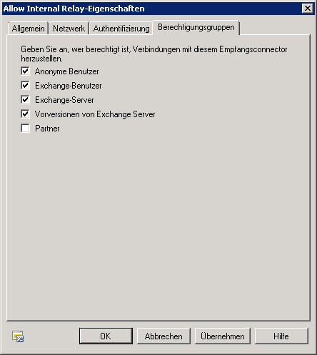 exchange-connector-berechtigungsgruppen