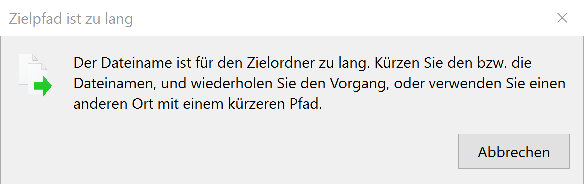 Windows 10 Ordnernamen und Dateinamen größer 260 Zeichen