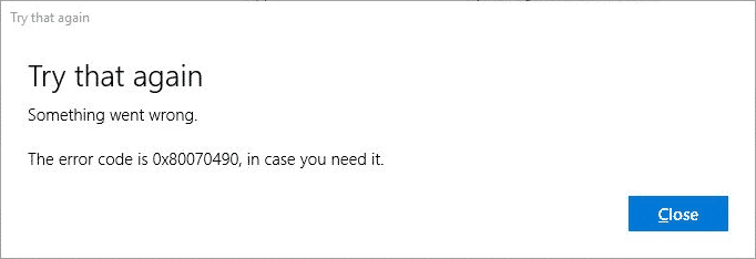 0x80070490 Windows Update Fehlercode