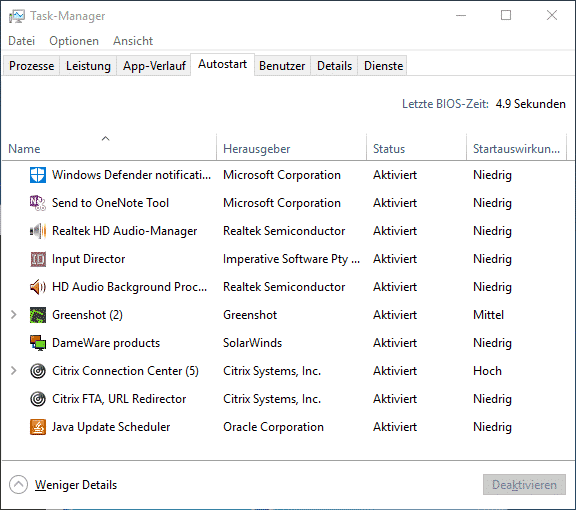 Taskmanager Reiter Autostart
