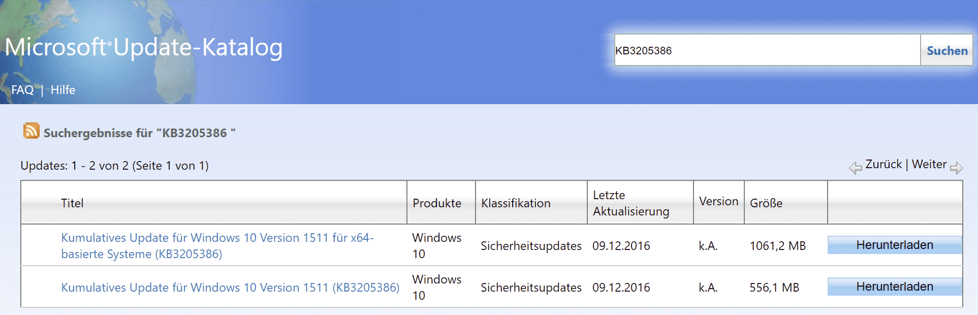 Update KB3205386 und Update KB3205383