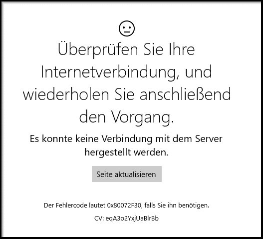 Überprüfen Sie Ihre Internetverbindung – Fehler 0x80072F30