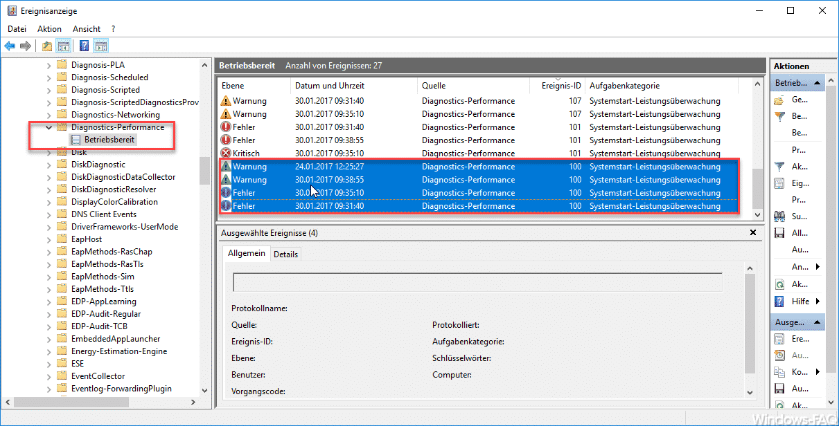 Windows Ereignis ID 100 im Ereignisprotokoll