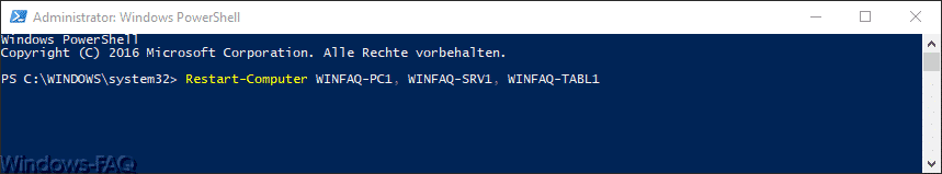 Restart-Computer COMPUTERNAME1, COMPUTERNAME2, COMPUTERNAME3