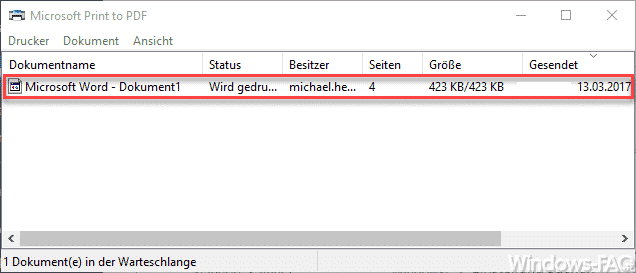 Windows Druckerwarteschlange