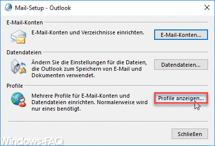 Outlook Profile anzeigen