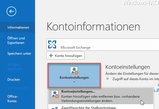 Outlook Kontoeinstellungen