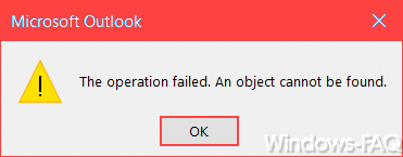 The operation failed. An object cannot be found.