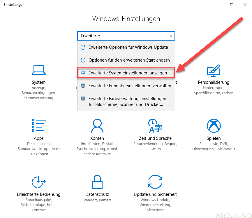 Windows Erweiterte Systemeinstellungen anzeigen