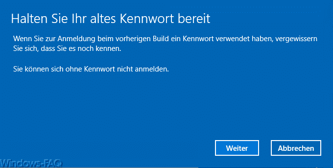 Halten Sie Ihr altes Kennwort bereit
