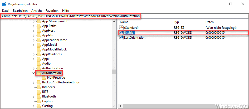 Autorotation Registry