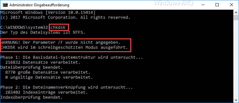 Chkdsk bei Error 0xc00000e9
