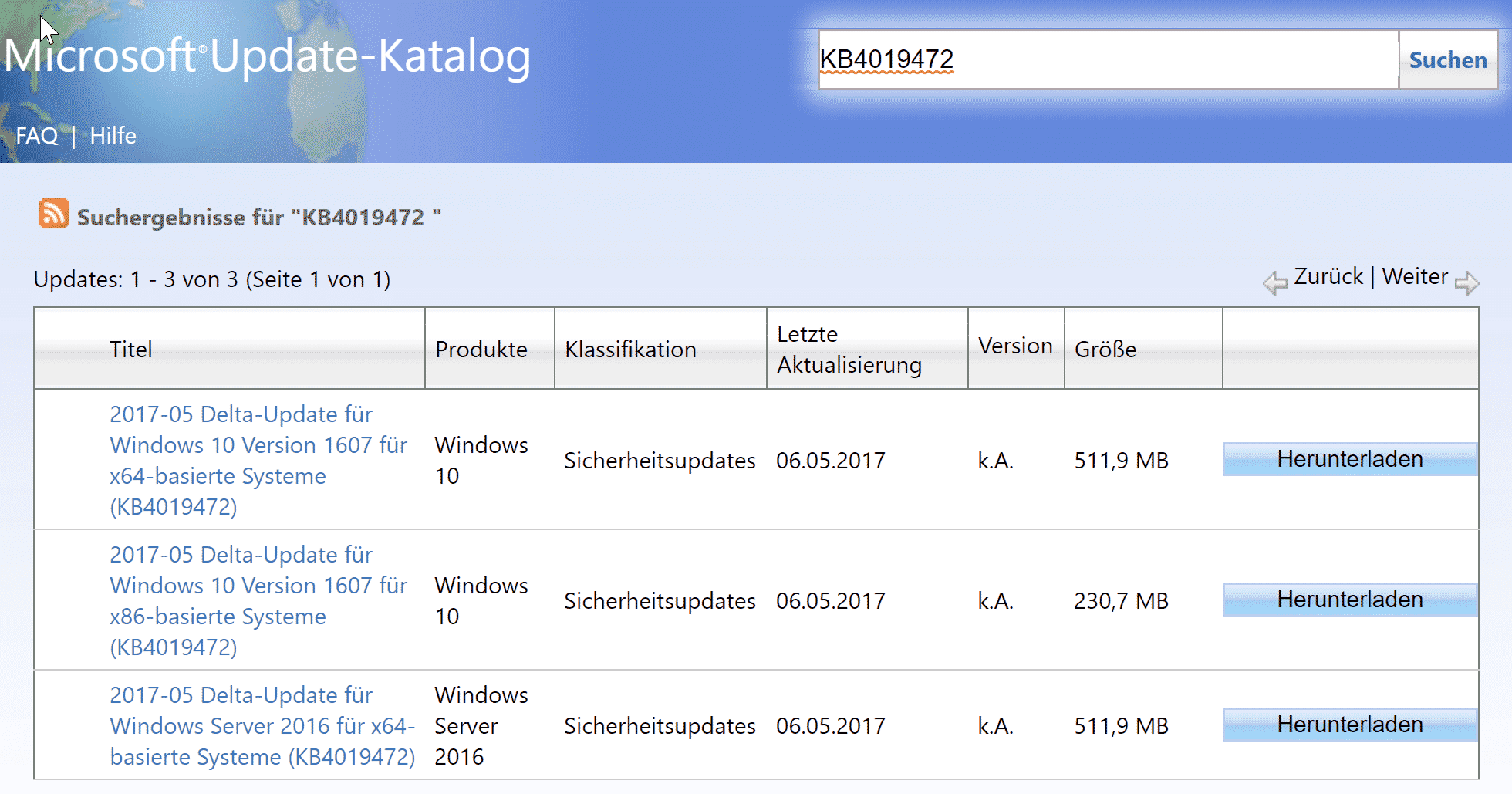 KB4019472 Update für Windows 10 Anniversary Build 14393.1198