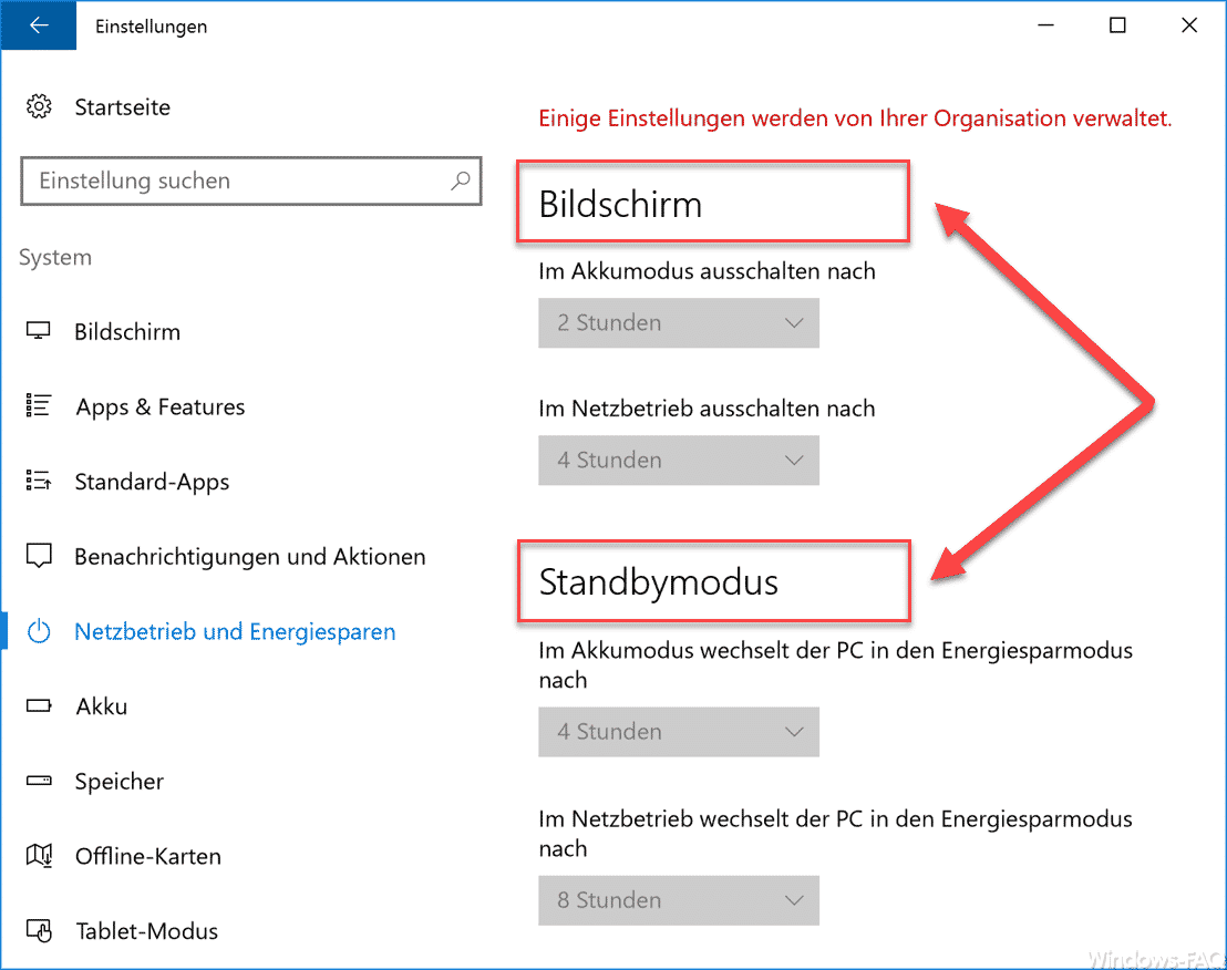 Windows Energieoptionen für Bildschirm und Standbymodus über GPO einstellen