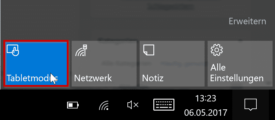 Aktivieren des Tabletmodus unter Windows 10