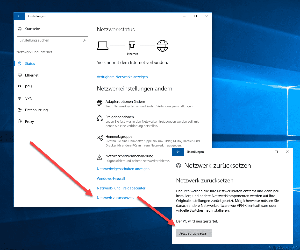 Netzwerk zurücksetzen