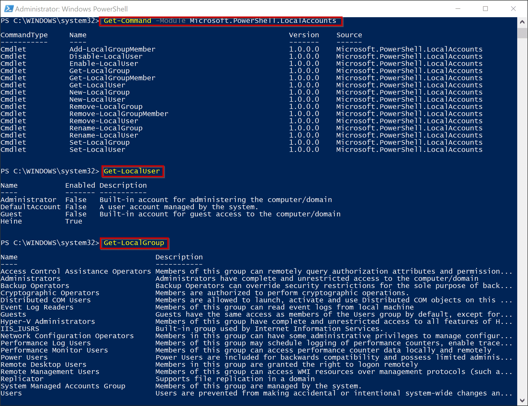 Mit der PowerShell lokale User und Gruppen bearbeiten