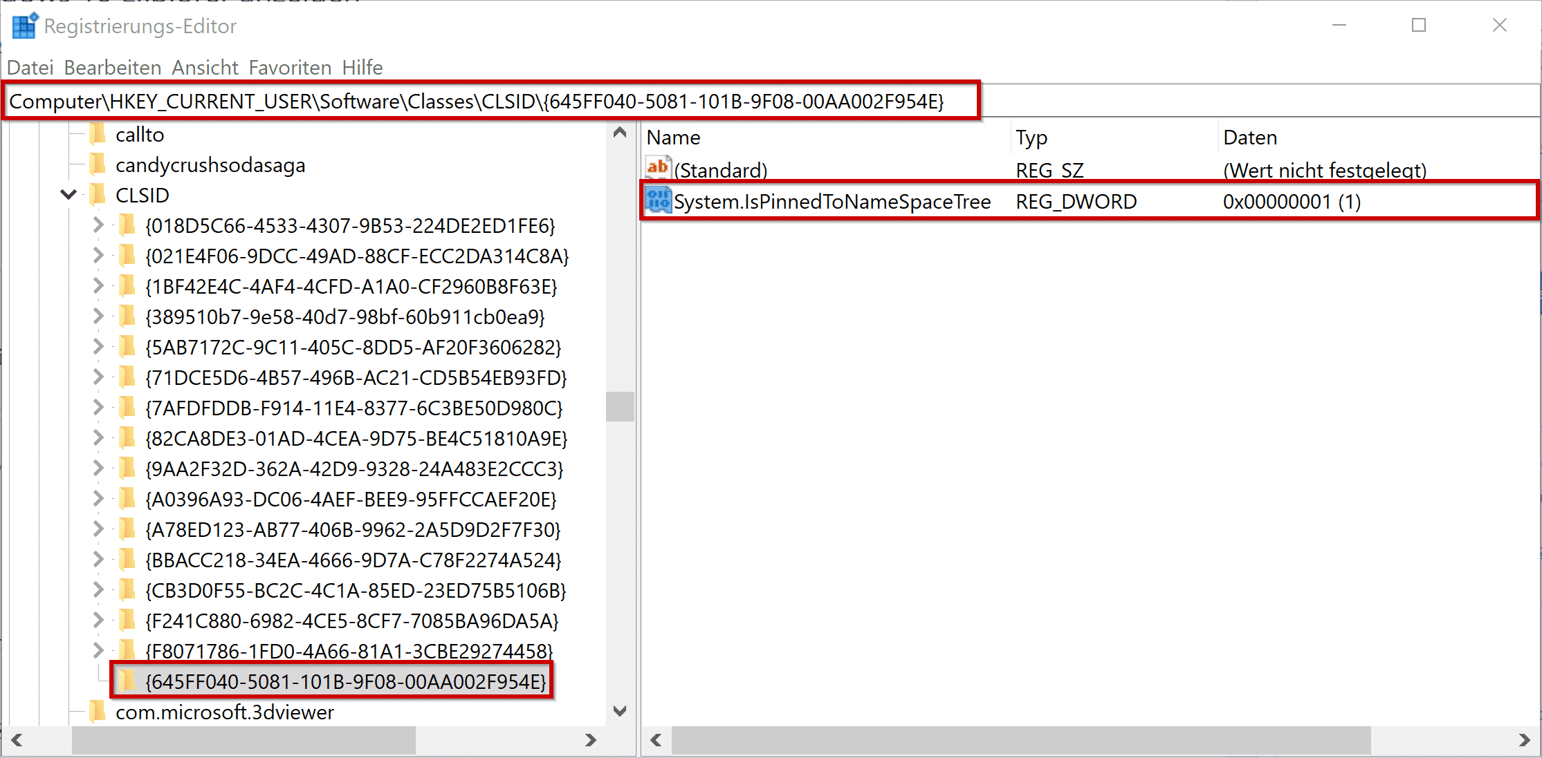 Papierkorb im Windows 10 Explorer anzeigen