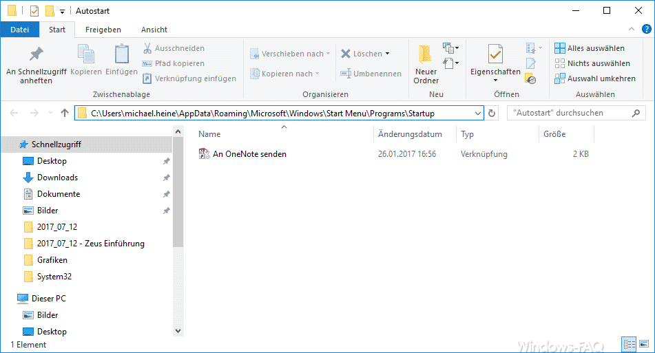 Windows 10 Autostart Ordner