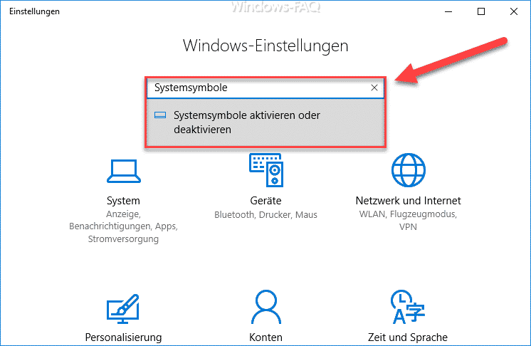Windows 10 Systemsymbole aufrufen