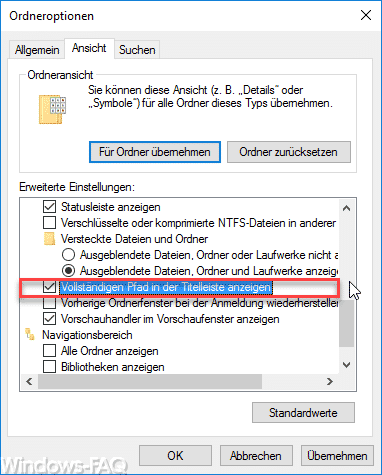 Vollständigen Pfad in der Titelleiste anzeigen