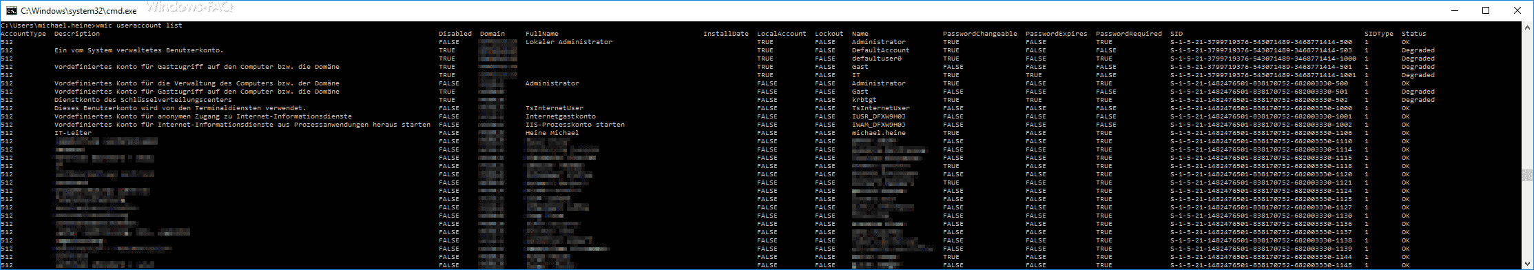 wmic useraccount list