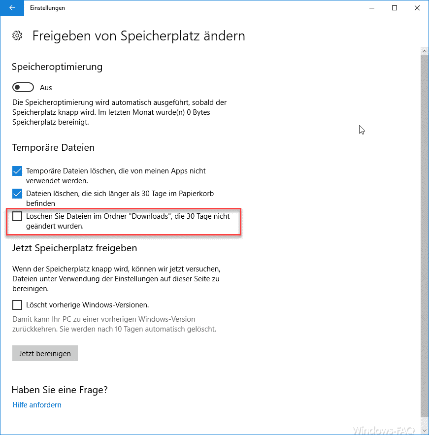 Löschen Sie Dateien im Ordner Downloads die 30 Tage nicht geändert wurden