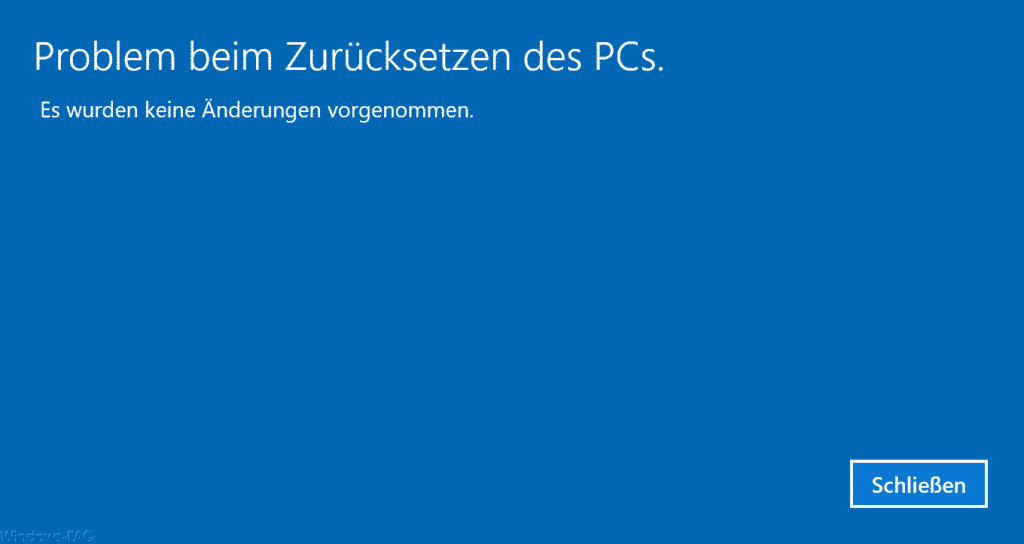 Problem beim Zurücksetzen des PCs.