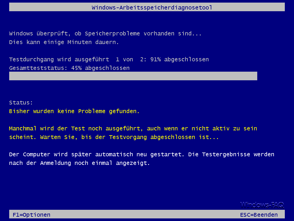 Windows-Arbeitsspeicherdiagnosetool