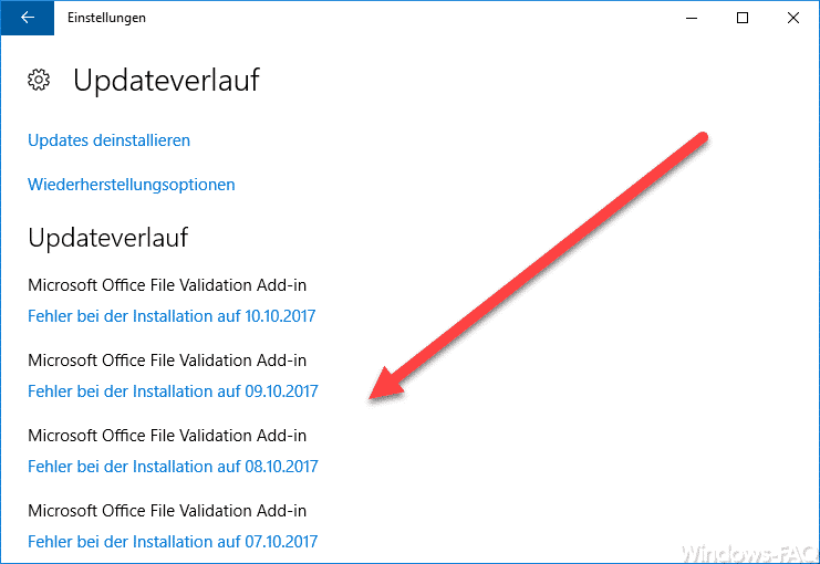 Windows Updateverlauf vor dem Löschen