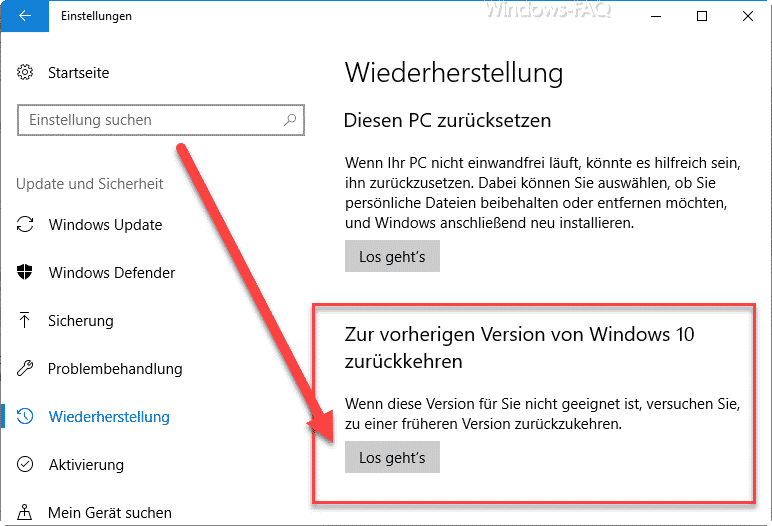 Fall Creators Update Version 1709 deinstallieren