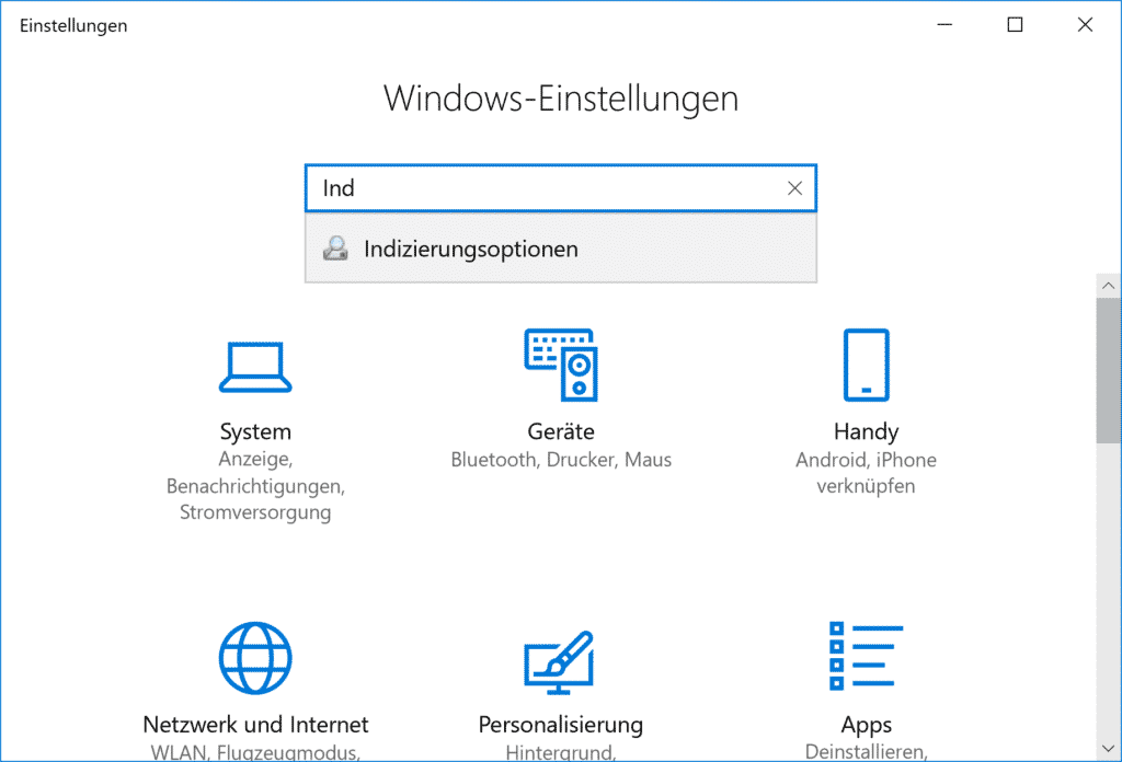 Indizierungsoptionen
