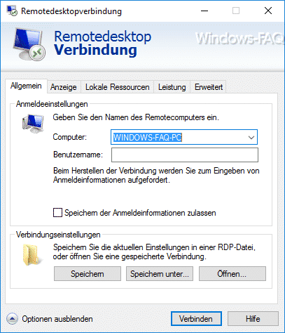 Remotedesktop Verbindung (RDP) mit MSTSC und deren Parameter