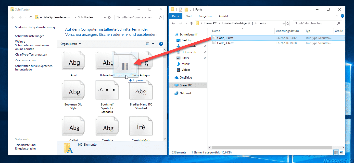 Schriftarten per Drag & Drop installieren