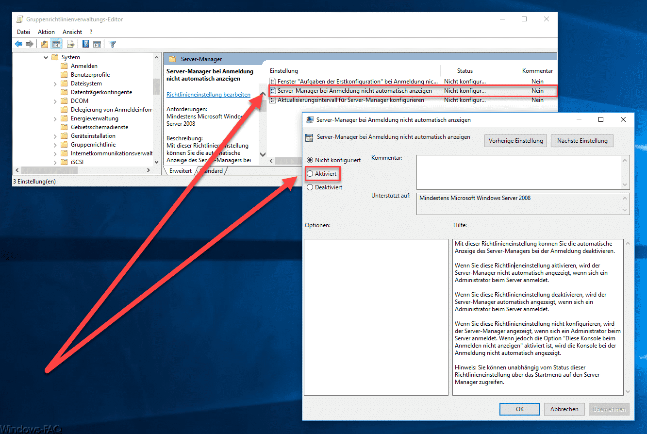 Server-Manager bei Anmeldung nicht automatisch anzeigen