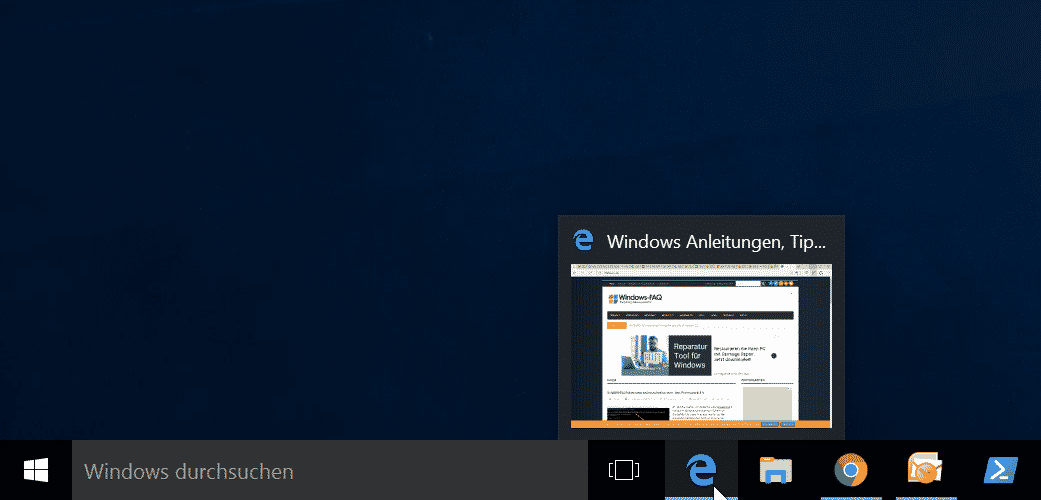 Standard Miniaturansicht Vorschau Windows Taskleiste