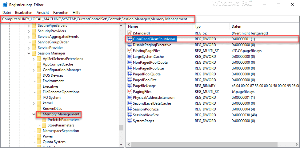 Pagefile.sys (Windows Auslagerungsdatei) beim Herunterfahren von Windows löschen
