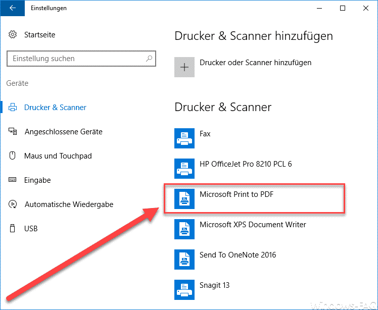 Microsoft Print to PDF aktivieren bei Windows 10